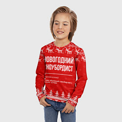 Лонгслив детский Новогодний сноубордист: свитер с оленями, цвет: 3D-принт — фото 2
