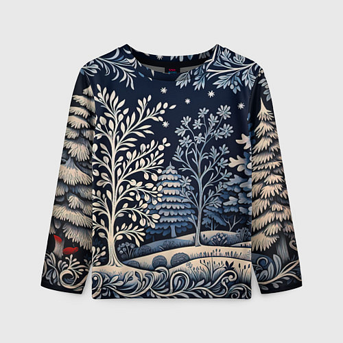 Детский лонгслив Ледяные узоры нового года / 3D-принт – фото 1