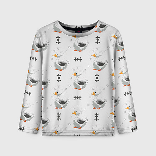 Детский лонгслив Гусь и фигуры / 3D-принт – фото 1