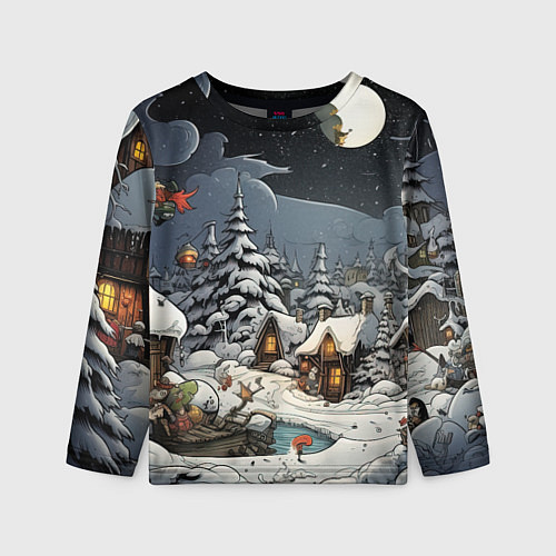 Детский лонгслив Волшебство новогодней ночи / 3D-принт – фото 1