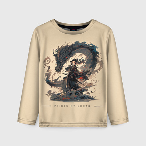 Детский лонгслив Дракон и меч / 3D-принт – фото 1