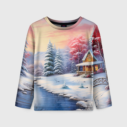 Детский лонгслив Сказочная метель подарков / 3D-принт – фото 1