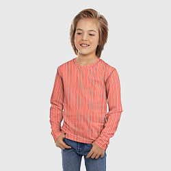 Лонгслив детский Красно-белая вертикальная полоса, цвет: 3D-принт — фото 2