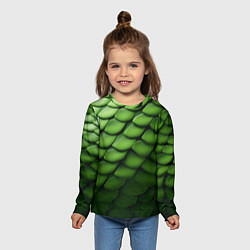 Лонгслив детский Зеленая чешуя змеи, цвет: 3D-принт — фото 2