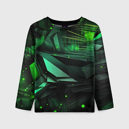 Детский лонгслив Мир абстрактной зелени / 3D-принт – фото 1