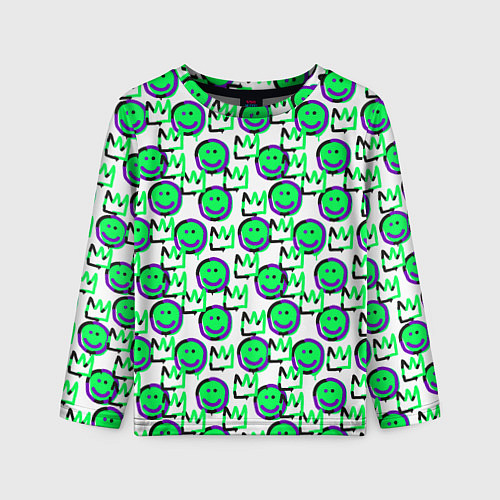 Детский лонгслив The Crowned smiley / 3D-принт – фото 1