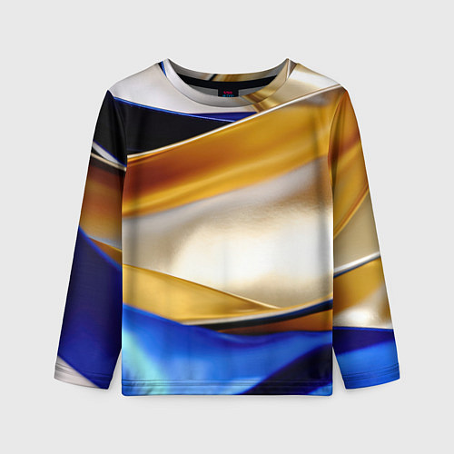 Детский лонгслив Белая желтая синяя абстракция / 3D-принт – фото 1
