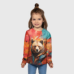 Лонгслив детский Праздничный медведь, цвет: 3D-принт — фото 2