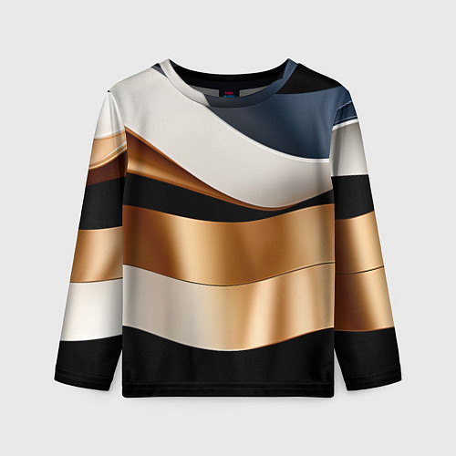 Детский лонгслив Золотистые вставки абстракции / 3D-принт – фото 1
