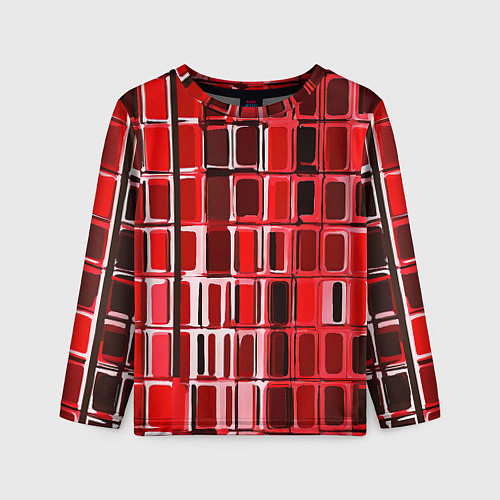 Детский лонгслив Красные прямоугольники / 3D-принт – фото 1
