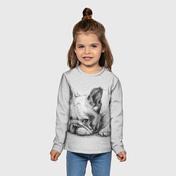 Лонгслив детский Французский бульдог чб рисунок на стене, цвет: 3D-принт — фото 2