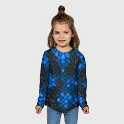 Лонгслив детский Синий трескающийся камень, цвет: 3D-принт — фото 2