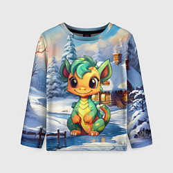 Детский лонгслив Крошечный дракон зимы 2024