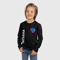 Лонгслив детский Татьяна и неоновый герб России вертикально, цвет: 3D-принт — фото 2