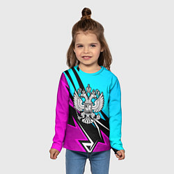 Лонгслив детский Герб рф - неоновый, цвет: 3D-принт — фото 2