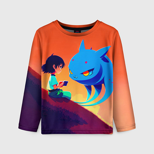Детский лонгслив Анимэ девочка и ее друг / 3D-принт – фото 1