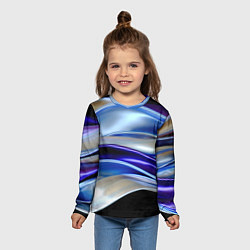 Лонгслив детский Абстрактные волны синего оттенка, цвет: 3D-принт — фото 2