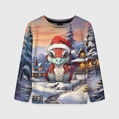 Детский лонгслив Красный дракончик 2024 / 3D-принт – фото 1