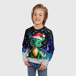 Лонгслив детский Малыш дракончик в колпаке, цвет: 3D-принт — фото 2