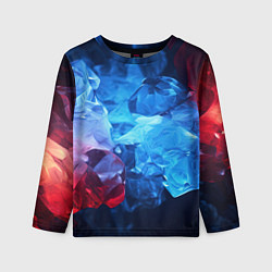 Детский лонгслив Синяя ледяная абстракция с красным