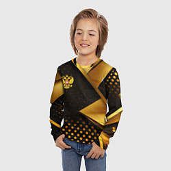 Лонгслив детский Герб России на золотистой абстракции, цвет: 3D-принт — фото 2