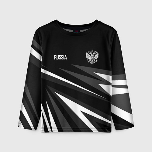 Детский лонгслив Russia - black and white geometry / 3D-принт – фото 1