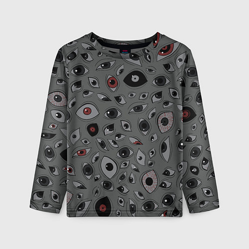 Детский лонгслив Серый цвет: глазики-косоглазики / 3D-принт – фото 1