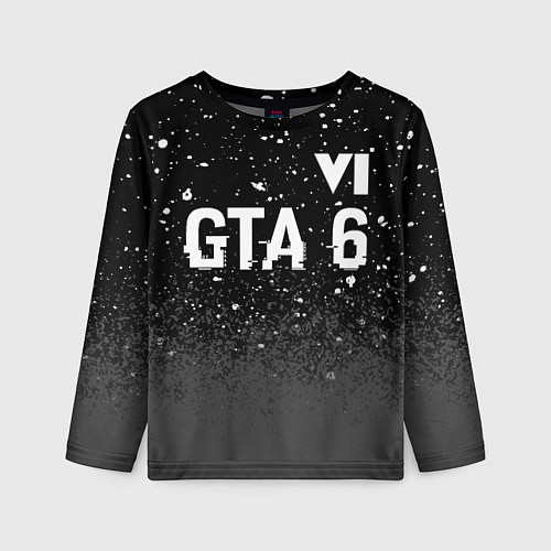 Детский лонгслив GTA 6 glitch на темном фоне посередине / 3D-принт – фото 1