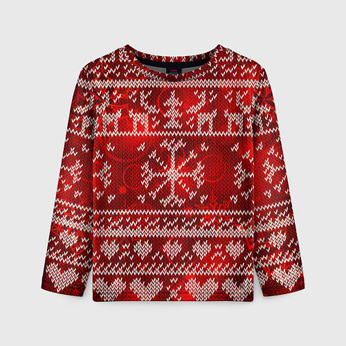 Детский лонгслив Рождественские узоры оленей / 3D-принт – фото 1