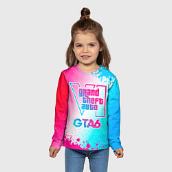 Лонгслив детский GTA6 neon gradient style, цвет: 3D-принт — фото 2