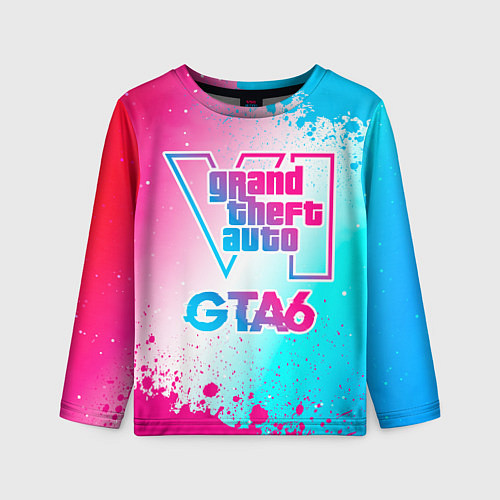 Детский лонгслив GTA6 neon gradient style / 3D-принт – фото 1