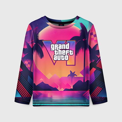 Детский лонгслив GTA 6 закат солнца / 3D-принт – фото 1