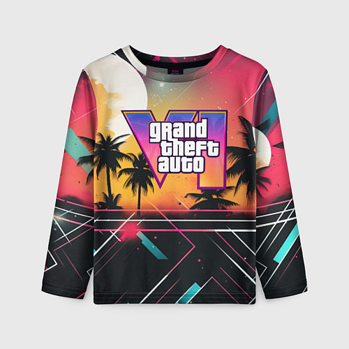 Детский лонгслив GTA 6 night logo / 3D-принт – фото 1