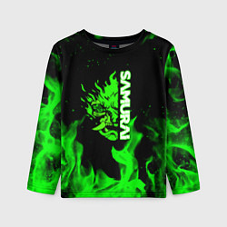 Детский лонгслив Samurai green fire toxic