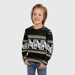 Лонгслив детский Греческие линии жёлтые и белые, цвет: 3D-принт — фото 2