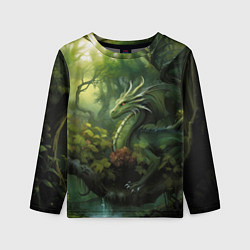 Детский лонгслив Лесной зеленый дракон символ 2024 года