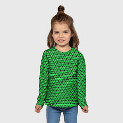 Лонгслив детский Зелёные и чёрные треугольники, цвет: 3D-принт — фото 2