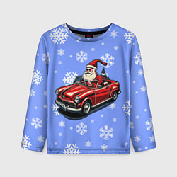 Лонгслив детский Дед Мороз едет на машине, цвет: 3D-принт