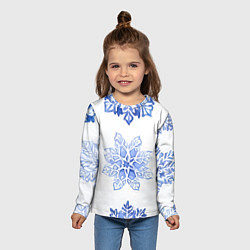 Лонгслив детский Снежинки в ряд, цвет: 3D-принт — фото 2
