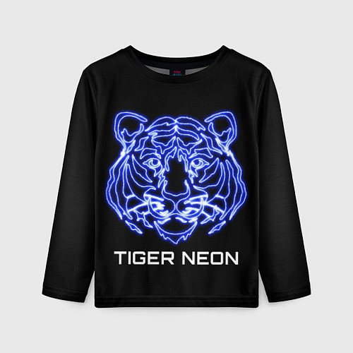 Детский лонгслив Tiger neon art / 3D-принт – фото 1