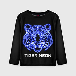 Детский лонгслив Tiger neon art