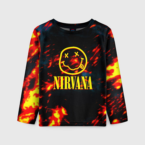 Детский лонгслив Nirvana rock огненное лого лава / 3D-принт – фото 1