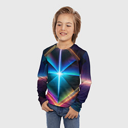 Лонгслив детский Светящиеся лучи в квадрате, цвет: 3D-принт — фото 2