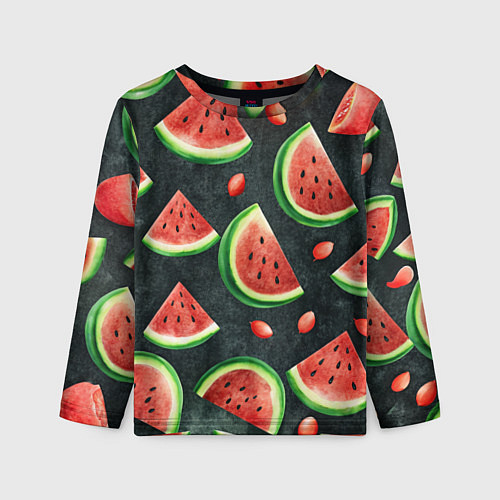 Детский лонгслив Паттерн красные дольки арбуза / 3D-принт – фото 1