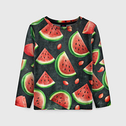 Детский лонгслив Паттерн красные дольки арбуза