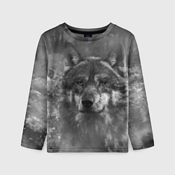 Лонгслив детский Серый волк на сером фоне, цвет: 3D-принт