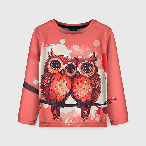 Детский лонгслив Влюбленные совушки / 3D-принт – фото 1