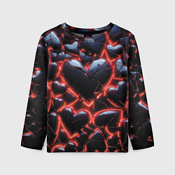Детский лонгслив Разбитые сердца и красный неон