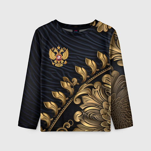 Детский лонгслив Золотой герб России лепнина / 3D-принт – фото 1