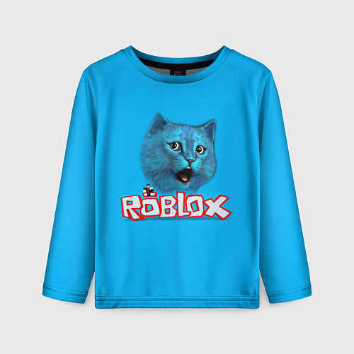 Детский лонгслив Roblox синий кот / 3D-принт – фото 1